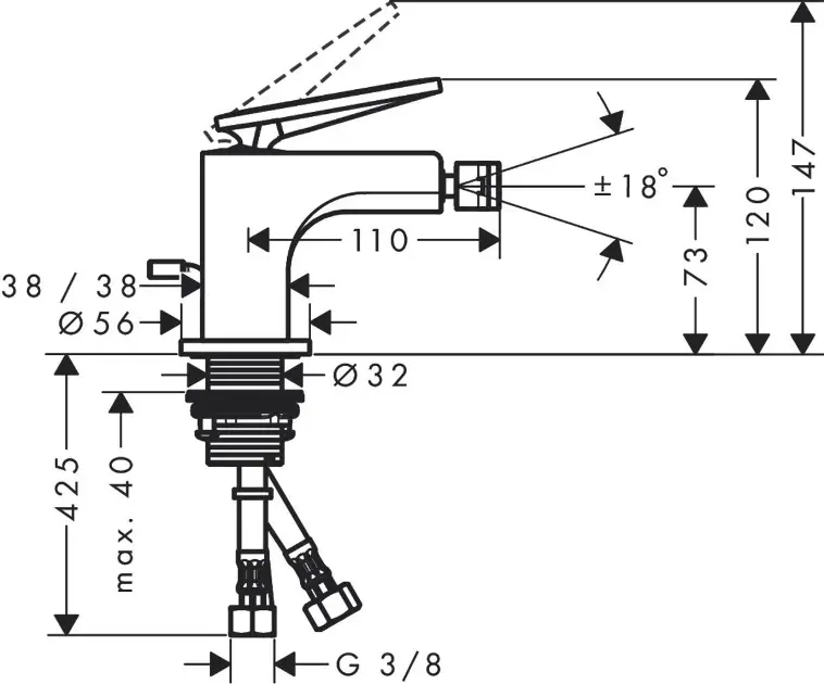 Axor - Citterio - Bidé csaptelep - 39214000 – 2. kép