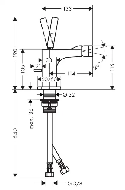Axor - Citterio E - Bidé csaptelep - 36120670 – 2. kép