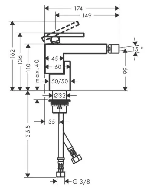 Axor - Edge - Bidé csaptelep - 46211000 – 2. kép