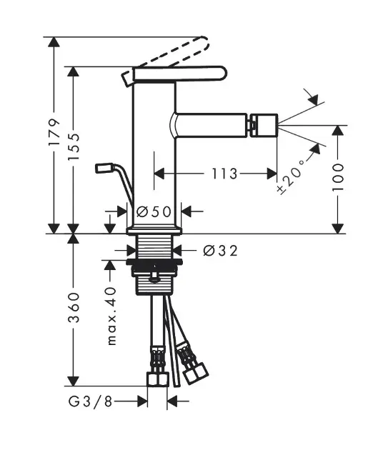 Axor - One - Bidé csaptelep - 48210340 – 2. kép