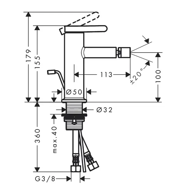 Axor - One - Bidé csaptelep - 48210950 – 2. kép