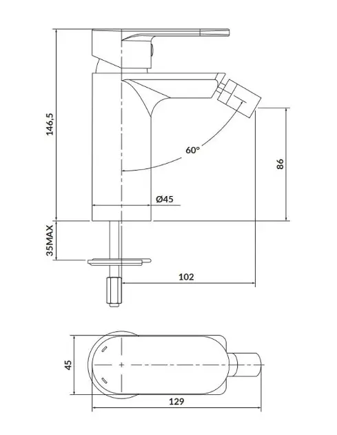 Cersanit - Crea - Bidé csaptelep - S951-316 – 2. kép