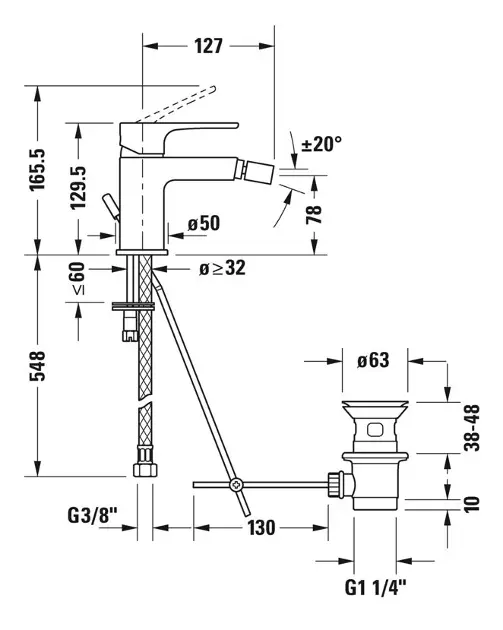 Duravit - B.1 - Bidé csaptelep - B12400001010 – 2. kép