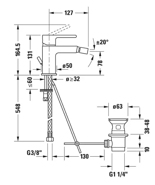 Duravit - B.2 - Bidé csaptelep - B22400001010 – 2. kép