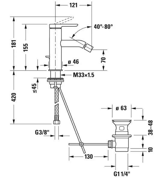 Duravit - C.1 - Bidé csaptelep - C12400001010 – 2. kép