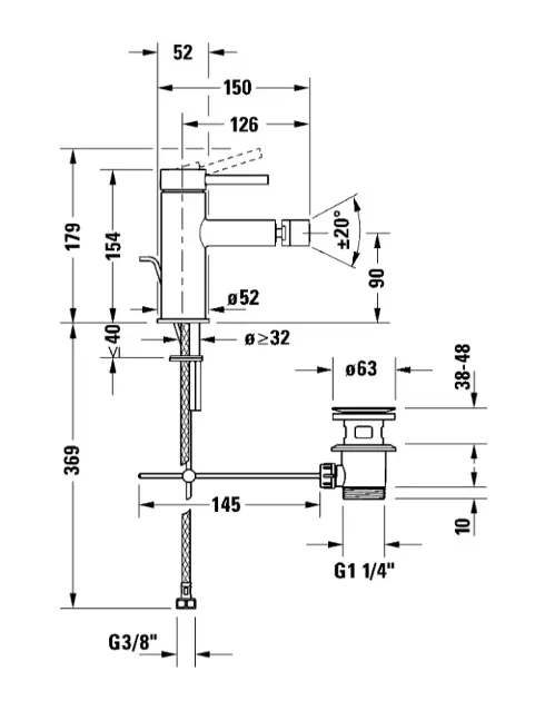 Duravit - Circle - Bidé csaptelep - CE2400001010 – 2. kép