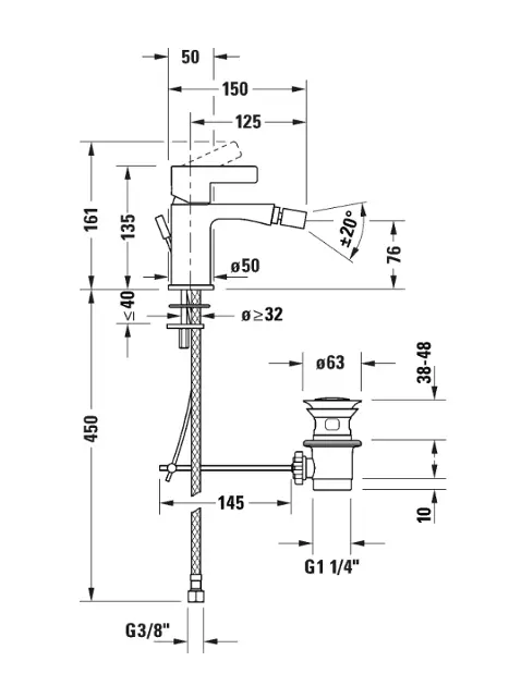 Duravit - D-Neo - Bidé csaptelep - DE2400001010 – 2. kép