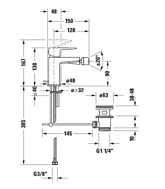 Duravit - Manhattan - Bidé csaptelep - MH2400001046 – 2. kép