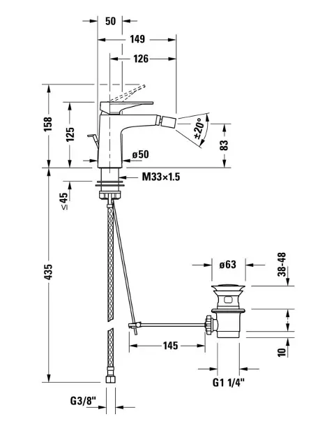 Duravit - Tulum - Bidé csaptelep - TU2400001010 – 2. kép