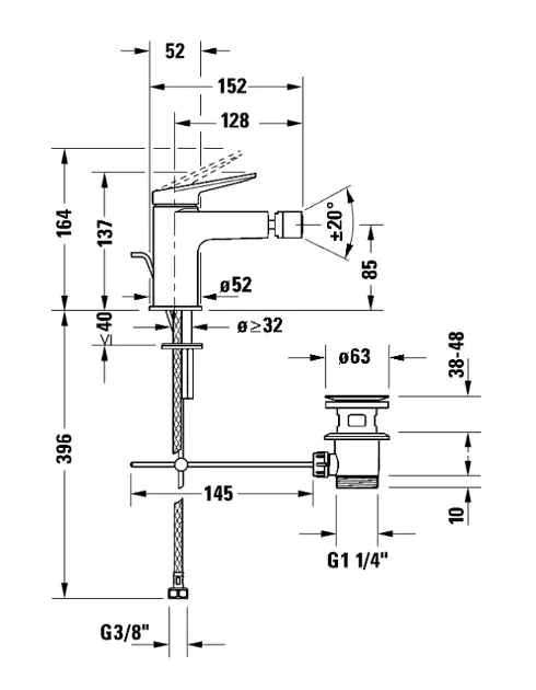 Duravit - Wave - Bidé csaptelep - WA2400001004 – 2. kép