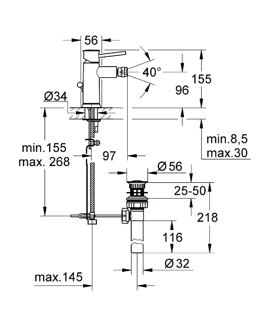 Grohe - BauClassic - Bidé csaptelep - 32864000 – 2. kép