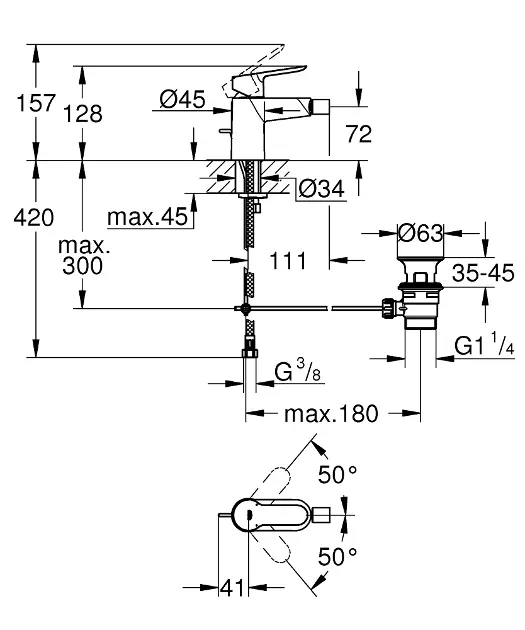 Grohe - BauEdge - Bidé csaptelep - 23331000 – 2. kép