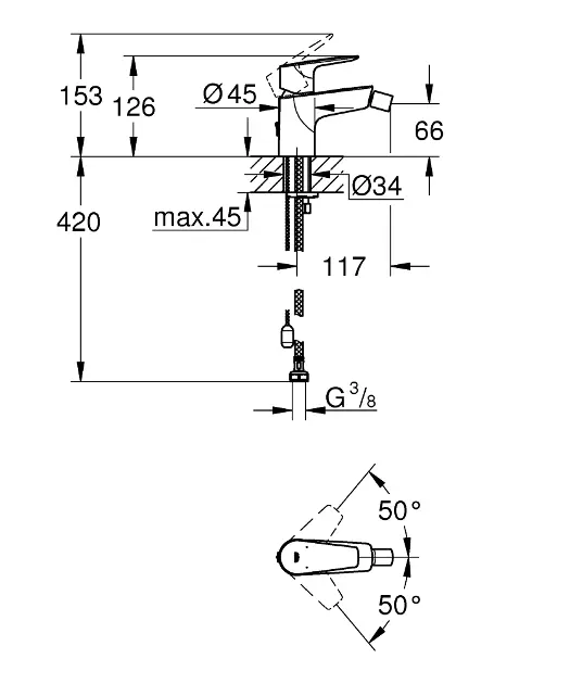 Grohe - BauEdge - Bidé csaptelep - 23332001 – 2. kép