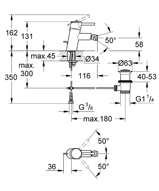 Grohe - Concetto - Bidé csaptelep - 32208001 – 2. kép