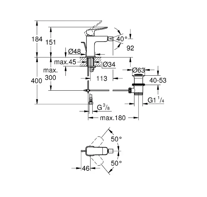 Grohe - Dice - Bidé csaptelep - 1018770000 – 2. kép