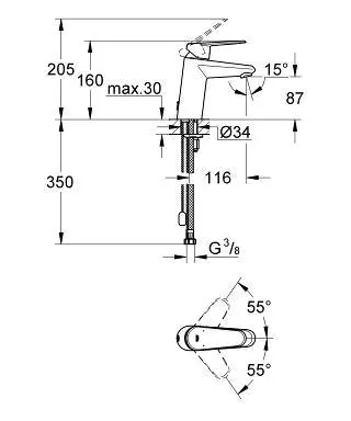 Grohe - Eurodisc Cosmopolitan - Bidé csaptelep - 3317820E – 2. kép