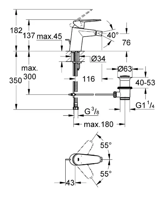 Grohe - Eurodisc Cosmopolitan - Bidé csaptelep - 33244002 – 2. kép