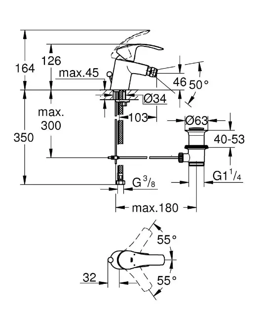 Grohe - Eurosmart - Bidé csaptelep - 32929002 – 2. kép
