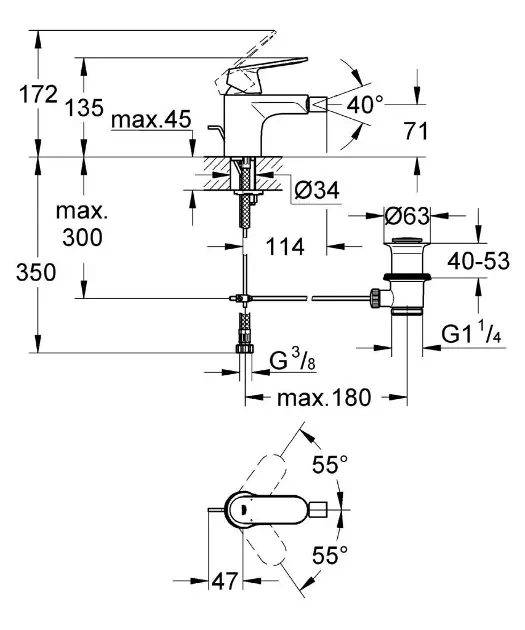 Grohe - Eurosmart Cosmopolitan - Bidé csaptelep - 32839000 – 2. kép