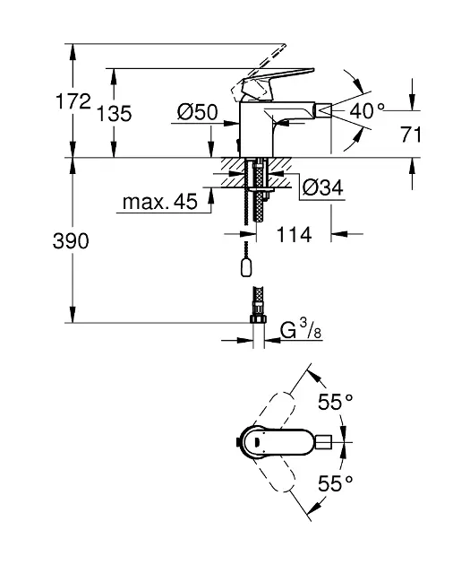 Grohe - Eurosmart Cosmopolitan - Bidé csaptelep - 32840000 – 2. kép