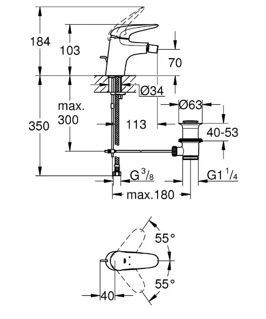 Grohe - Eurostyle - Bidé csaptelep - 23720003 – 2. kép