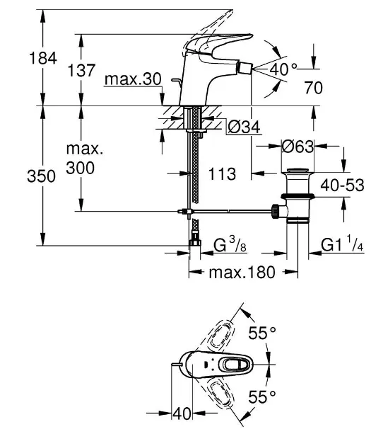 Grohe - Eurostyle - Bidé csaptelep - 33565003 – 2. kép