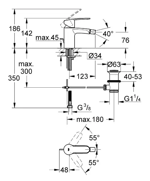 Grohe - Eurostyle Cosmopolitan - Bidé csaptelep - 33565002 – 2. kép