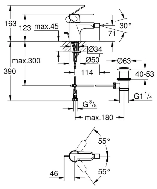 Grohe - Get - Bidé csaptelep - 32885000 – 2. kép