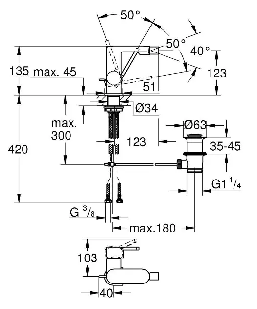 Grohe - Plus - Bidé csaptelep - 33241003 – 2. kép
