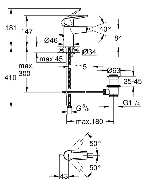 Grohe - QuickFix Start - Bidé csaptelep - 325602432 – 2. kép