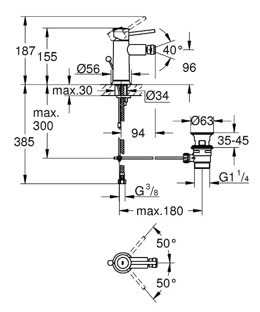 Grohe - Start Classic - Bidé csaptelep - 23785000 – 2. kép