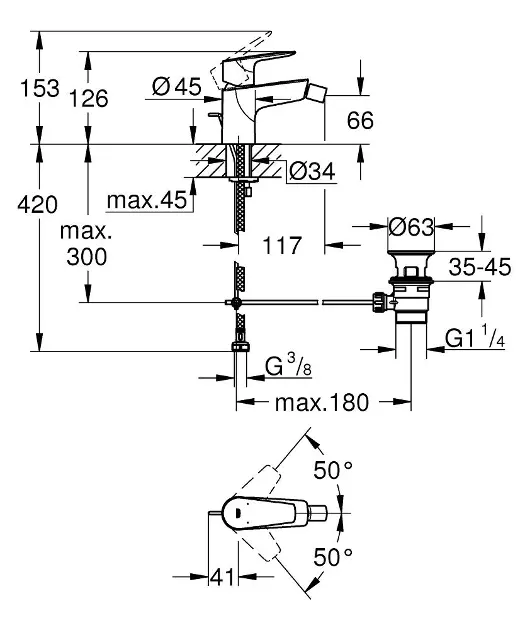 Grohe - Start Edge - Bidé csaptelep - 23345001 – 2. kép