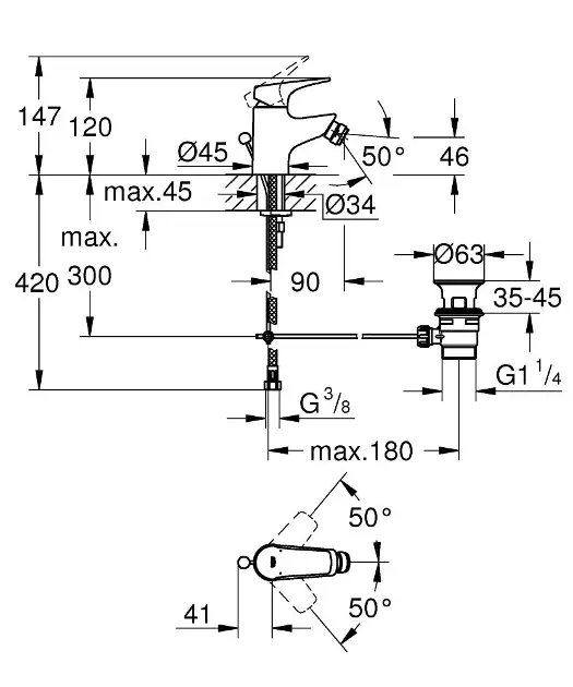 Grohe - Start Flow - Bidé csaptelep - 23770000 – 2. kép