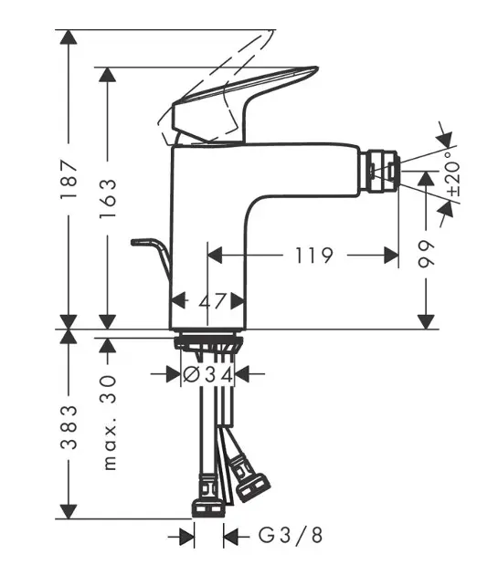 Hansgrohe - Logis - Bidé csaptelep - 71200670 – 2. kép
