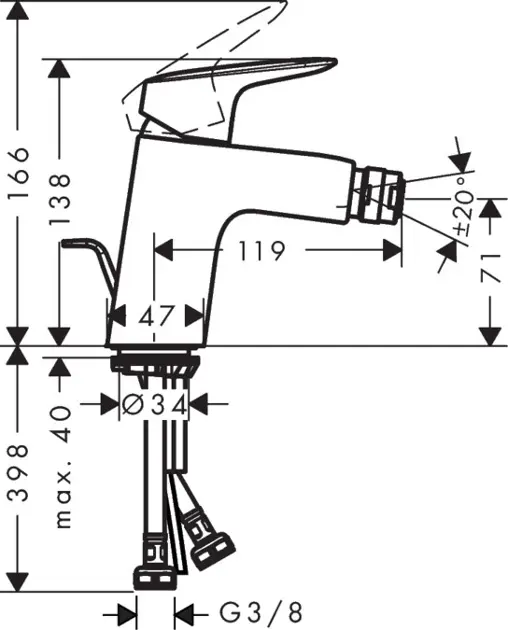 Hansgrohe - Logis - Bidé csaptelep - 71203000 – 2. kép