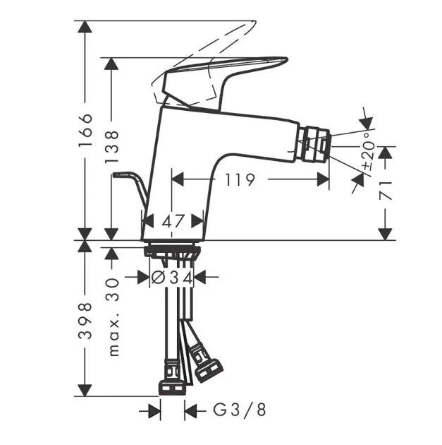 Hansgrohe - Logis - Bidé csaptelep - 71204670 – 2. kép