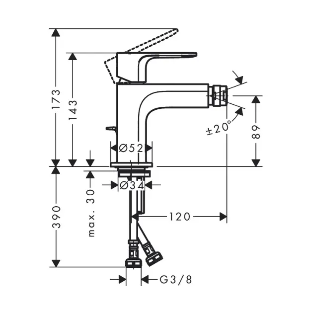 Hansgrohe - Rebris E - Bidé csaptelep - 72211670 – 2. kép