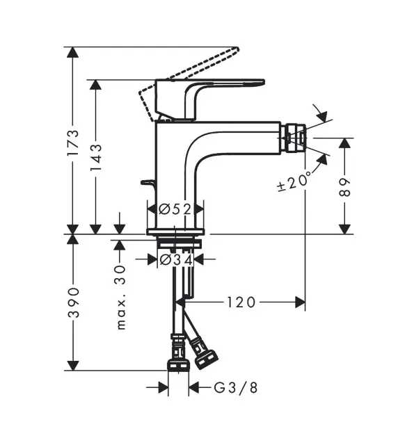Hansgrohe - Rebris S - Bidé csaptelep - 72210000 – 2. kép