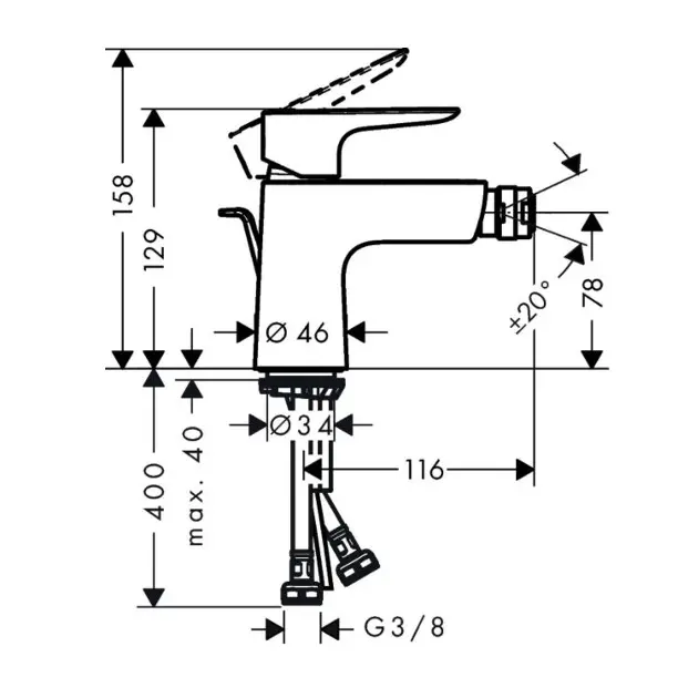 Hansgrohe - Talis E - Bidé csaptelep - 71720000 – 2. kép