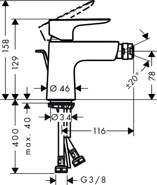 Hansgrohe - Talis E - Bidé csaptelep - 71720340 – 2. kép