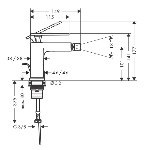 Hansgrohe - Tecturis E - Bidé csaptelep - 73200140 – 2. kép