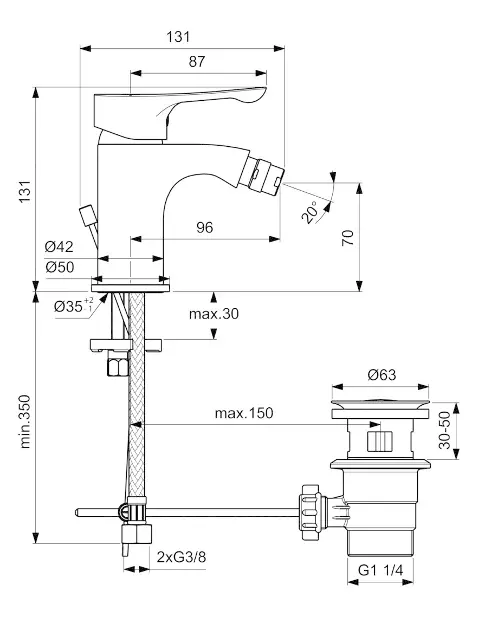 Ideal Standard - Alpha - Bidé csaptelep - BC487AA – 2. kép