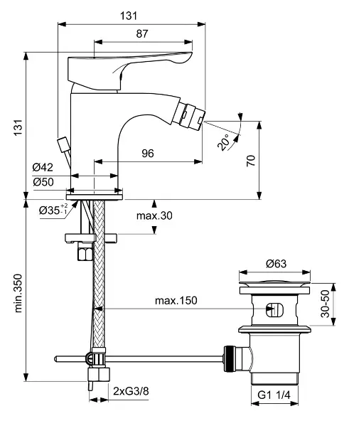 Ideal Standard - Alpha - Bidé csaptelep - BC652AA – 2. kép