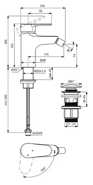 Ideal Standard - ALU+ - Bidé csaptelep - BE132SI – 2. kép