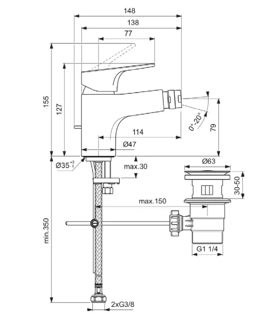 Ideal Standard - Cerabase - Bidé csaptelep - BC839AA – 2. kép