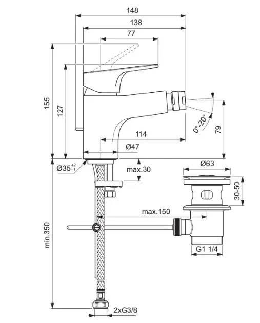 Ideal Standard - Cerabase - Bidé csaptelep - BC840AA – 2. kép