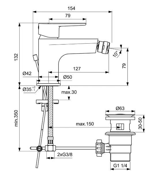 Ideal Standard - Cerafine O - Bidé csaptelep - BC498AA – 2. kép