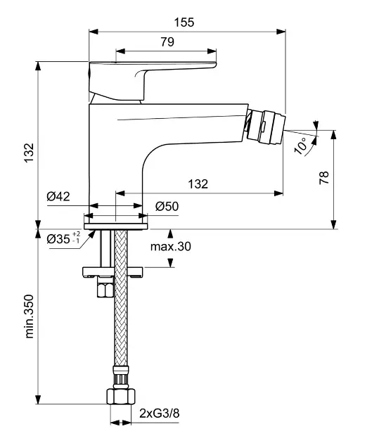 Ideal Standard - Cerafine O - Bidé csaptelep - BC704AA – 2. kép