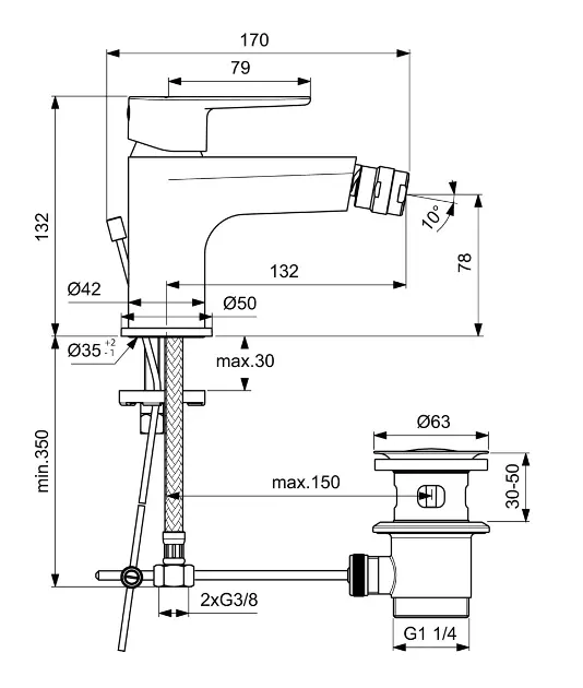 Ideal Standard - Cerafine O - Bidé csaptelep - BC705AA – 2. kép