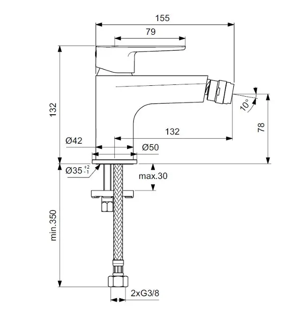 Ideal Standard - Cerafine O - Bidé csaptelep - BD716XG – 2. kép